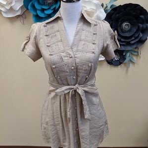 New Collared Short Tan Size Small V Neck